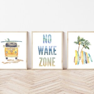 Surf Wall Art, Surf Nursery, Beach Surf Print, Beach Surf Watercolor, Beach Art, Boys Surf Nursery Decor, No Wake Zone Art, Digital Print