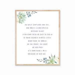 Baby Shower Guest Book Alternative, Baby Shower Guest Book Sign, Wait Stop Here,Blue Floral Baby, Gender Neutral Baby Shower, Baby Shower
