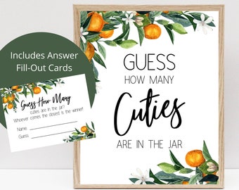 Little Cutie Baby Shower Game, Guess How Many Cuties Baby Shower Game, Little, A Little Cutie Is On the Way Baby Shower, Digital Download