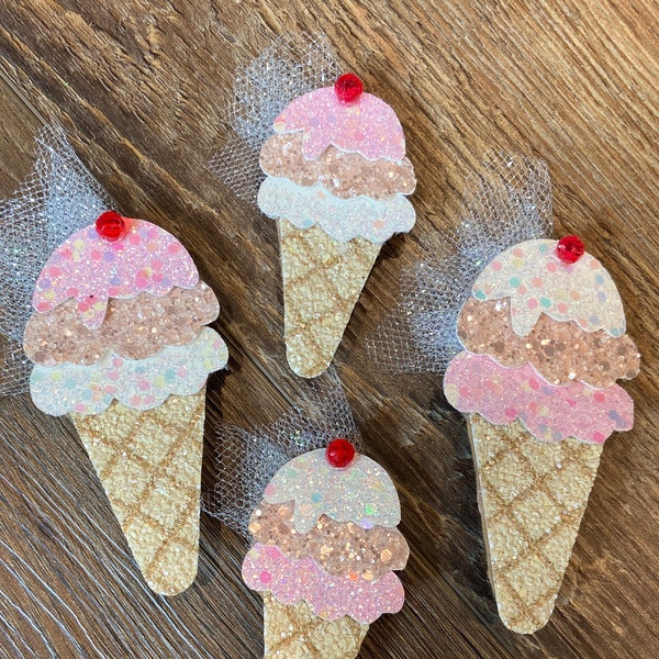 Ice cream hair clips, summer clips, hair clips, snappies, hair accessories, ice cream cone