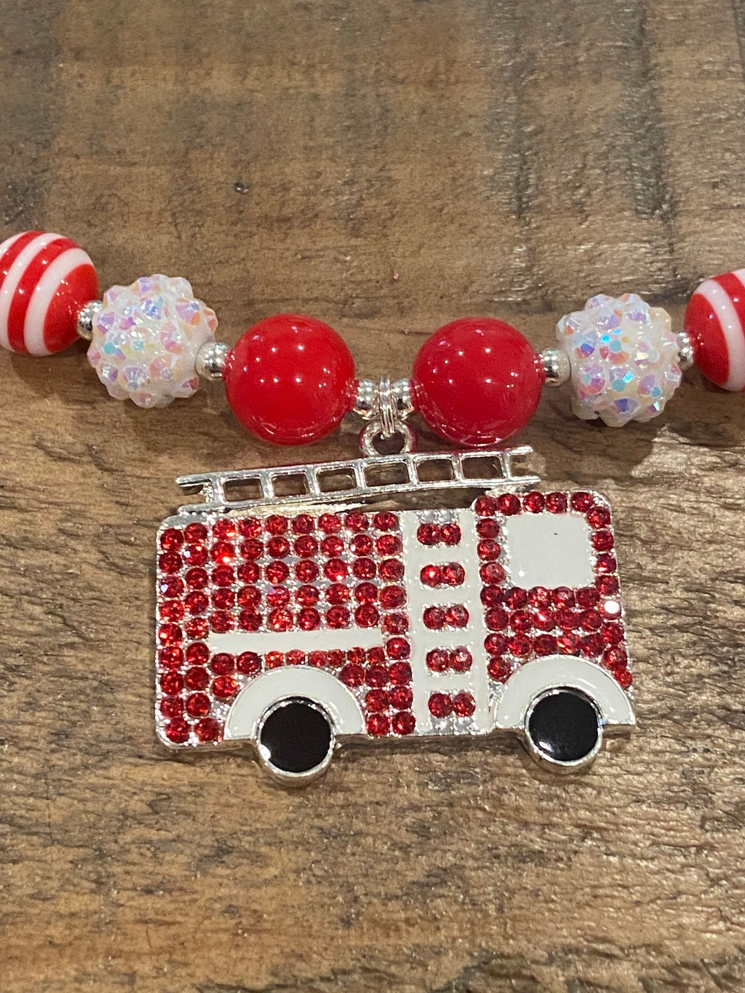 Fire Truck Necklace Bubblegum Necklace Truck Kids Jewelry Etsy