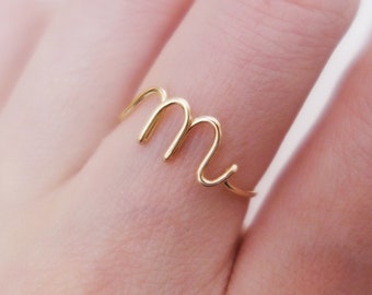 Custom Initial Ring 14K Gold Fill Stack Ring 925 Sterling Silver Letter Ring Name Personalized Bridesmaid Gift Wedding Jewelry Christmas