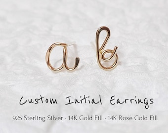 Initial Stud earrings Tiny Stud Earrings Sterling Silver Gold Fill Initial Posts Initial Earrings Minimal stud personalized Bridesmaid Gift