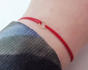 14K YELLOW GOLD FILL Karma Red String Bracelet Amulet Kabbalah Protection Friendship Gift Strength Couple Dainty Surfer Healing Women Men