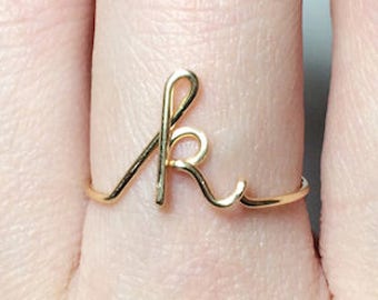 Custom Initial Ring 14K Gold Fill Initial Ring 925 Sterling Silver Letter Stack Rings Name Ring Personalized Bridesmaid Gift Wedding Jewelry