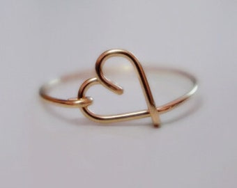 Sterling Silver Heart Ring 14K Gold Heart Ring Bridesmaid Gift Christmas Gift Midi Ring Knuckle Ring Love Ring Wedding Gift Friendship Gift