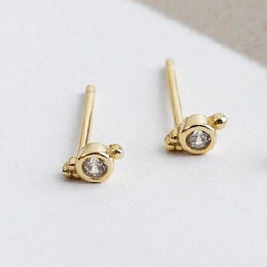 925 Sterling Silver AAA CZ Diamond Cubic Zirconia Tiny Stud Earrings Dainty Posts Minimal April Birthstone Wedding Gift Birthday Christmas image 2