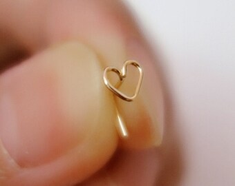 14K Gold Filled Tiny Heart Nose Stud Nose Piercing Love Nose Ring Stud Cartilage Earring Tragus Piercing Tiny Stud Earrings Sterling Silver