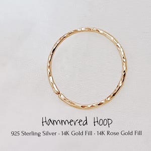 Hammered 14K Gold Filled Nose Ring Texture Cartilage Hoop Tiny Hoop Earrings Huggie Septum Tragus Helix Piercing Hoop 925 Sterling Silver