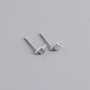 925 Sterling Silver AAA CZ Diamond Cubic Zirconia Tiny Stud Earrings Dainty Posts Minimal April Birthstone Wedding Gift Birthday Christmas image 5