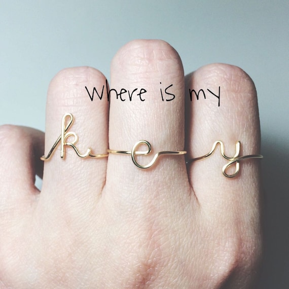 Letter K Ak Name Ring Letter K Initial Ring, Dainty Solid Letter