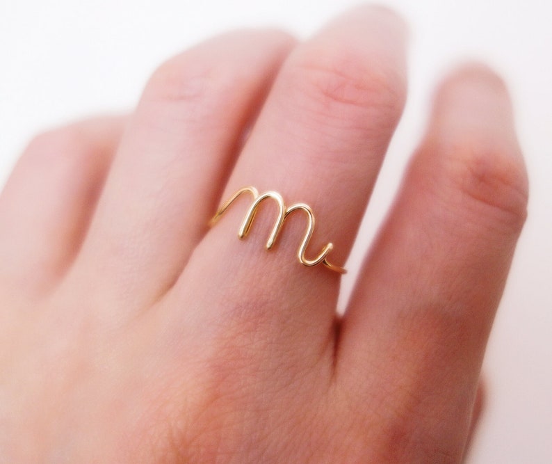 Custom Initial Ring 14K Gold Filled Letter Ring 925 Sterling Silver Stack Rings Name Ring Personalized Bridesmaid Gift Wedding Jewelry Women image 3