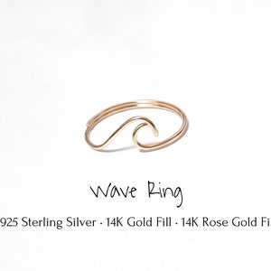 Sterling silver Wave Ring/gold filled/surf/ocean wave ring/ocean ring/surfing/wire/surfer girl/beach jewelry/silver wave ring/gold wave ring