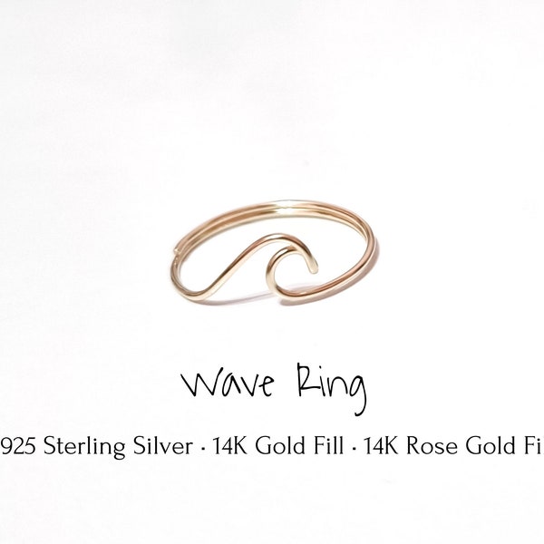 Sterling silver Wave Ring/gold filled/surf/ocean wave ring/ocean ring/surfing/wire/surfer girl/beach jewelry/silver wave ring/gold wave ring