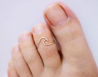 wave ring toe rings/wave toe ring sterling silver gold filled/surf/ocean wave ring/silver toe ring/surfer girl/toe wave ring/beach jewelry