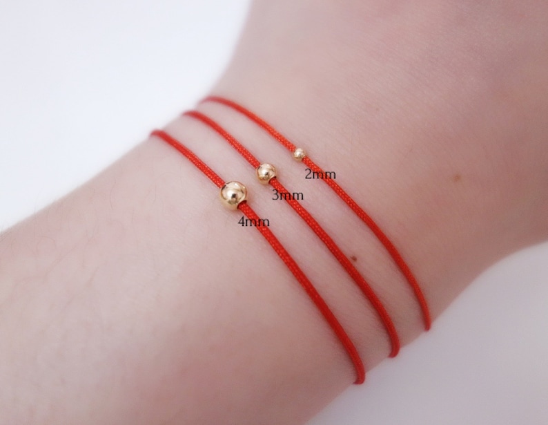 14K SOLID GOLD Red String Bracelet/amulet Kabbalah/protective Etsy