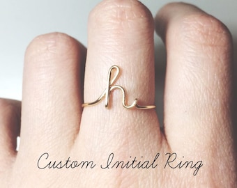 Custom Initial Ring 14K Gold Filled Letter Ring 925 Sterling Silver Stack Rings Name Ring Personalized Bridesmaid Gift Wedding Jewelry Women