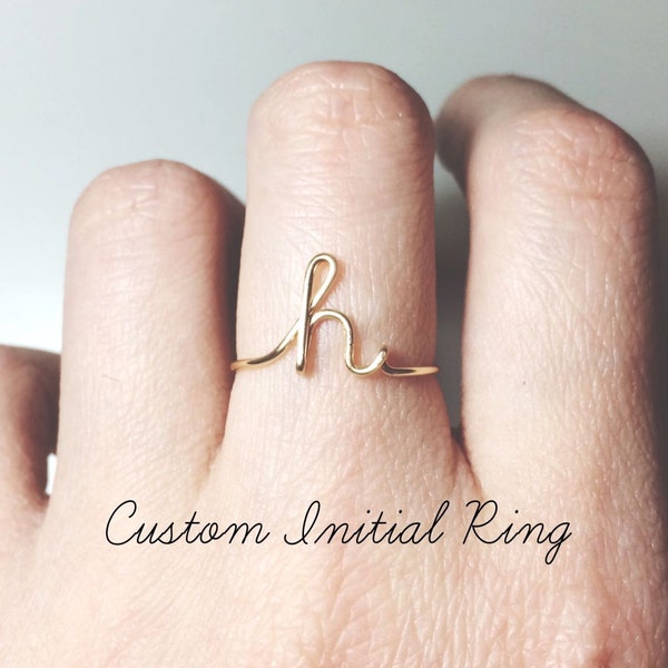 Custom Initial Ring 14K Gold Filled Letter Ring 925 Sterling Silver Stack Rings Name Ring Personalized Bridesmaid Gift Wedding Jewelry Women