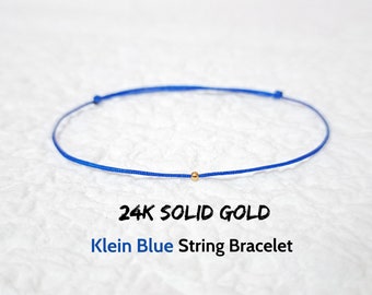 GENUINE 24K SOLID GOLD Klein King Blue Red String Bracelet Strength Amulet Kabbalah Protection Friend Gift Couple Dainty Surfer Women Men