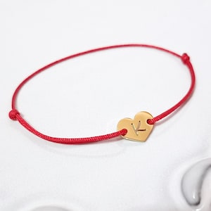 Bransoletka z litego złota 18K z inicjałem, czerwony sznurek, amulet, ochrona Kabały, urodziny, prezent świąteczny, przyjaźń, para, ślub, kobiety, mężczyźni