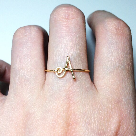 Milacolato Sterling Silver Initial Ring for Women Minimalist Letter Ring Charm Stackable Band Adjustable Knuckle Rings