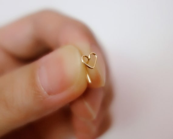 14K Gold Filled Tiny Heart Nose Stud Nose Piercing Love Nose Ring Stud Cartilage Earring Tragus Piercing Tiny Stud Earrings Sterling Silver