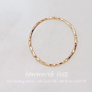Hammered 14K Gold Filled Nose Ring Texture Cartilage Hoop Tiny Hoop Earrings Huggie Septum Tragus Helix Piercing Hoop 925 Sterling Silver