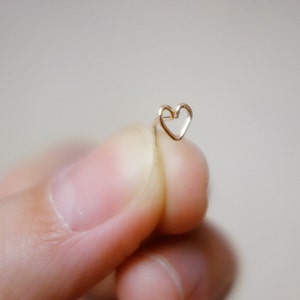May include: A delicate gold heart-shaped nose ring.