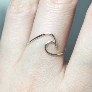 Sterling Silver Wave Ring/gold filled/surf/ocean wave ring/ocean ring/silver wave ring/gold wave ring/surfer/wire wave ring/beach jewelry image 1