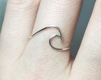 Sterling Silver Wave Ring/gold filled/surf/ocean wave ring/ocean ring/silver wave ring/gold wave ring/surfer/wire wave ring/beach jewelry