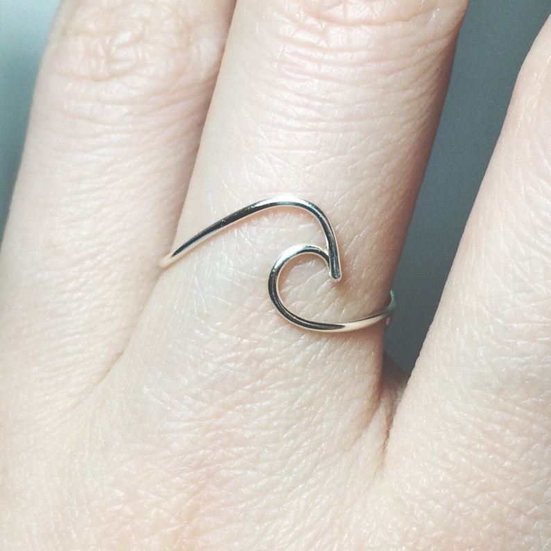 Sterling Silver Wave Ring/gold filled/surf/ocean wave ring/ocean ring/silver wave ring/gold wave ring/surfer/wire wave ring/beach jewelry image 1