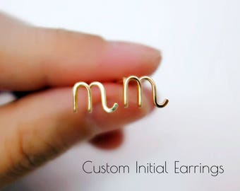 tiny stud earrings Sterling Silver Initial Stud earrings/Gold Fill Initial Posts/initial Earrings/minimal stud/personalized Bridesmaid Gift