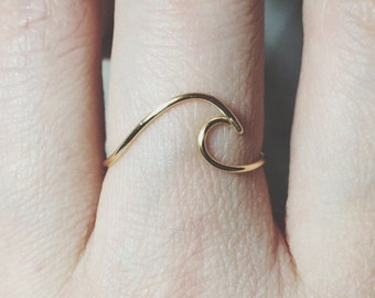 Sterling silver Wave Ring/14K gold filled/surf/ocean wave ring/ocean ring/surfing/surfer girl/beach jewelry/silver wave ring/gold wave ring