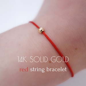 Genuine 14K SOLID GOLD Red String Bracelet Amulet Kabbalah Protective Birthday Gift Friendship Lucky Charm Couple Make A Wish Women Men Teen