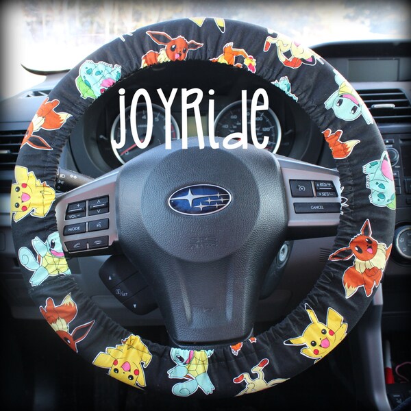 Cubierta del volante Pokemon Pikachu Go Tela w / Matching Keychain Opción - Presente para las niñas Accesorios de coche