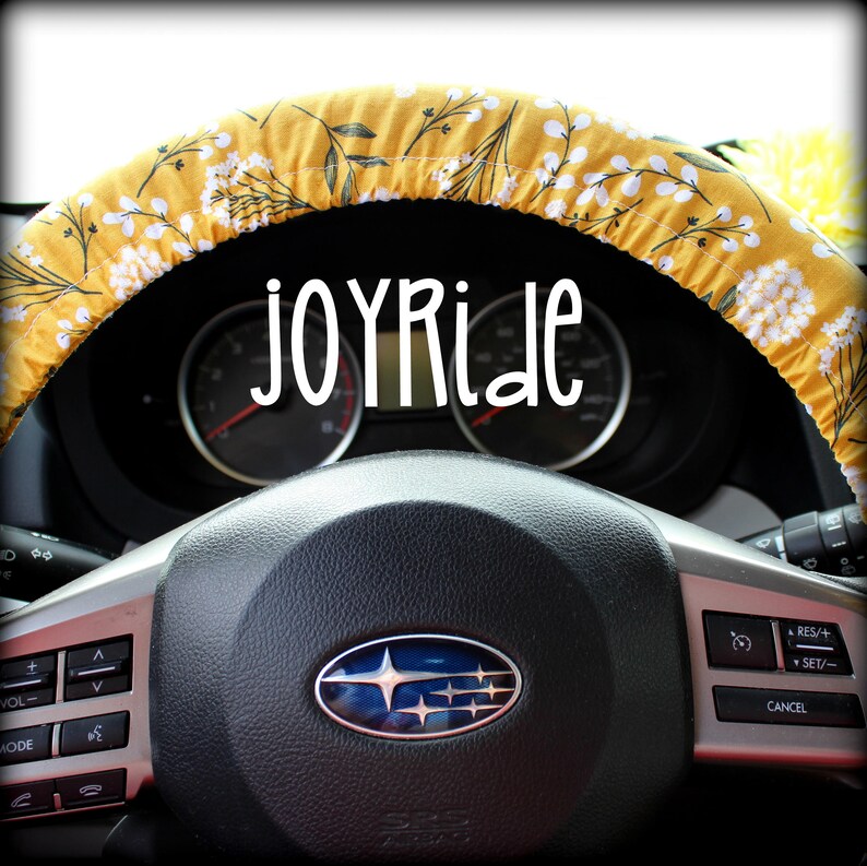 Steering Wheel Cover Vintage Mustard Floral Granny Chic Fabric Etsy