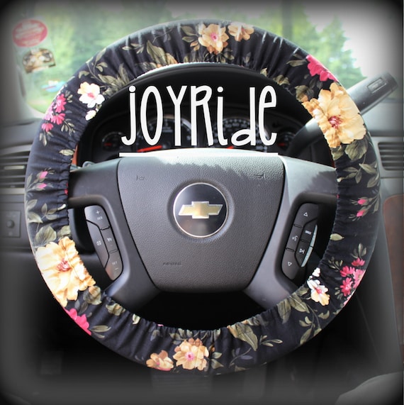 Steering Wheel Cover Black Floral Cute Car Accessorries | Etsy