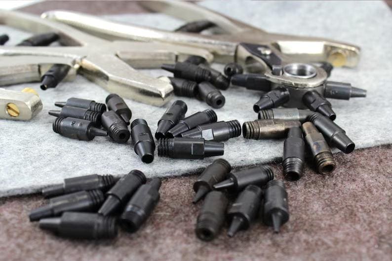 Hole Punch Tips (1-5mm) + Metal Handle by Vergez Blanchard / Round Punch Handle / Leather Puncher / Saddlers Punch / Leather Working Tool image 2