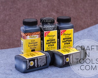 Antique Leather Stain by Fiebing's 4oz / 118ml in 5 colors / Leather Carving  / Acrylic Finish  / Leather Coloring / Leather Craft