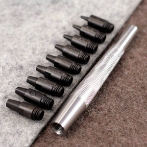 Hole Punch Tips (1-5mm) + Metal Handle by Vergez Blanchard / Round Punch Handle / Leather Puncher / Saddlers Punch / Leather Working Tool image 5