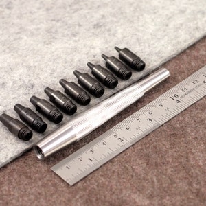Hole Punch Tips (1-5mm) + Metal Handle by Vergez Blanchard / Round Punch Handle / Leather Puncher / Saddlers Punch / Leather Working Tool image 3