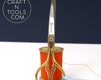 Gilded Leaf Design Large Sewing Scissors by Sajou. Needlecraft Scissors, Chenille Scissors, Knitting Shears, Darning Scissors