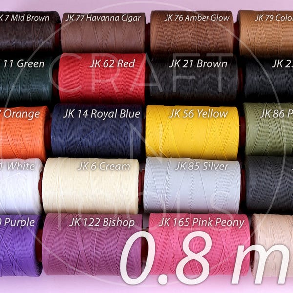 RITZA 25 fils cirés Tigre 0,8 mm en 20 couleurs/Fil polyester/Fil ciré/Cuir à coudre à la main/Fournitures pour cuir