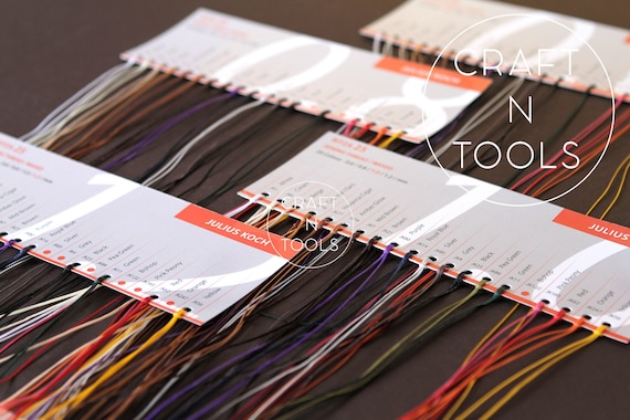 Sample Cards of RITZA 25 Tiger Waxed Thread in 4 sizes / Waxed Polyester Thread / Handsewig Leather / Saddle Sewing / Ritza Tiger
