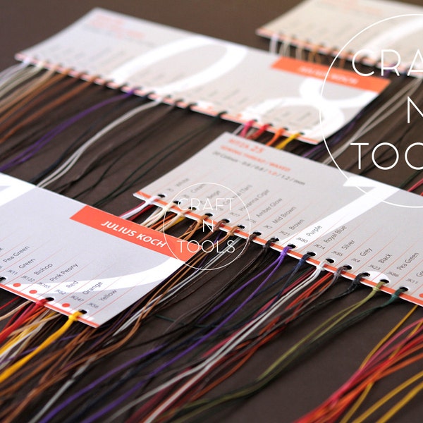 Sample Cards of RITZA 25 Tiger Waxed Thread in 4 sizes / Waxed Polyester Thread / Handsewig Leather / Saddle Sewing / Ritza Tiger