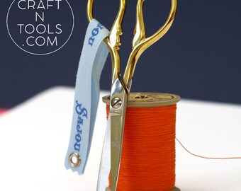 Gilded Leaf Design Small Sewing Scissors by Sajou. Needlecraft Scissors, Chenille Scissors, Knitting Shears, Darning Scissors