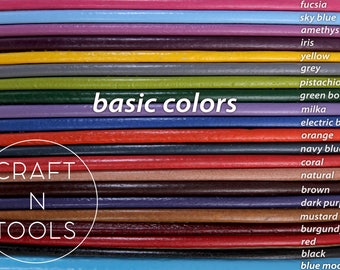 Round Leather Cord - Basic Colors (1.0 - 6.0mm) / Wrap Leather Cord / Wrist Bracelet Cord / Natural Leather / Cuff Leather Cords