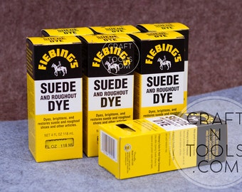 Suede and Roughout Dye by Fiebing's 4oz / 118ml in 21 colors / Suede Coloring / Roughout Care / Restore Suede / Suede Shoes Care