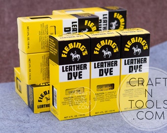 Leather Dye by Fiebing's  4oz / 118ml in 29 colors / Penetrating Dye / Alcohol Dye / Gourd Dye / Leather Dyeing