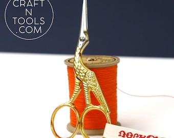 Stork Medium Model Gilded Embroidery Scissors by Sajou. Needlecraft Scissors, Chenille Scissors, Knitting Shears, Darning Scissors